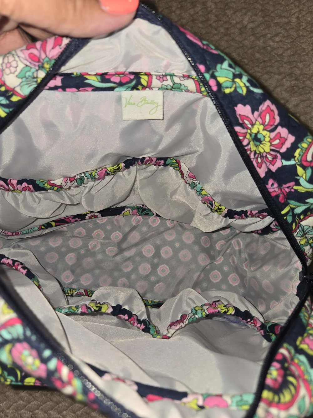 Vera Bradley Grand Cosmetic Bag Floral Quilted Travel Case